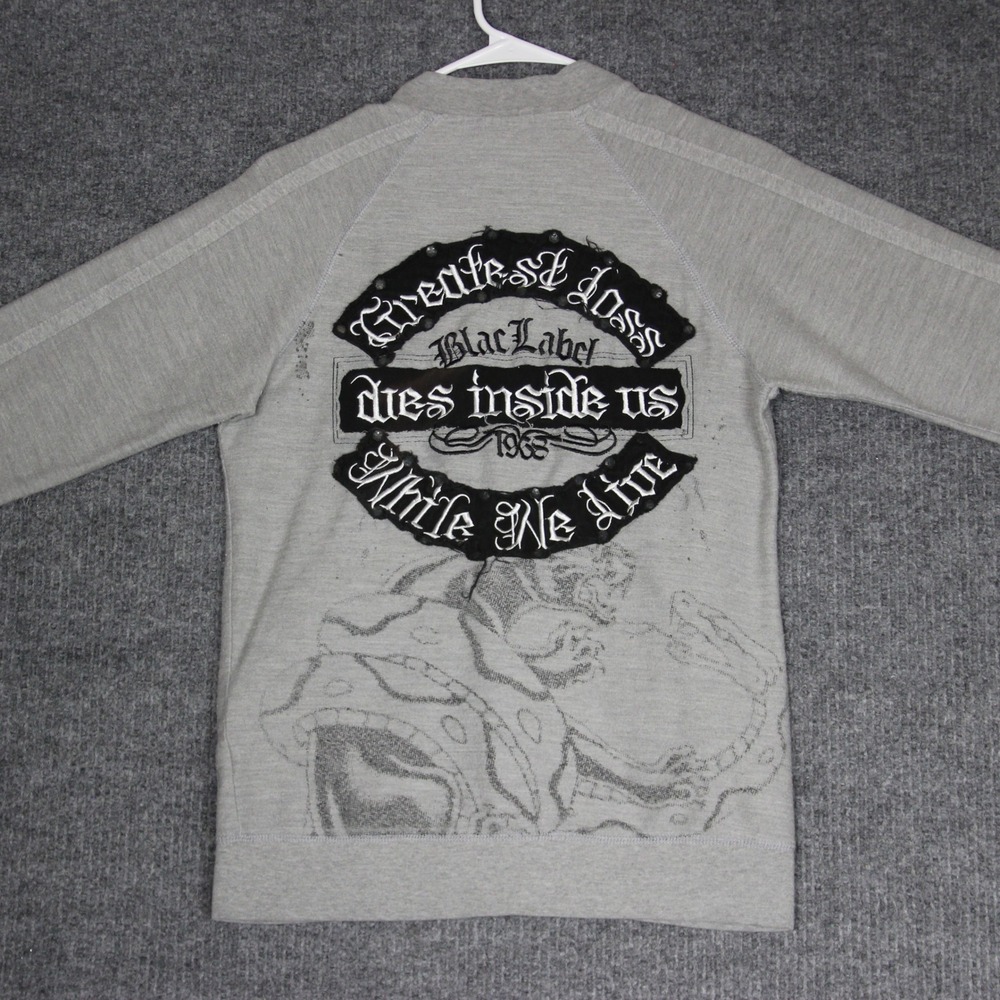 Blaq Label Skull Graphic Zip Up Jacket Womens Medium Gray‎ Punk Rock Biker - Picture 6 of 6